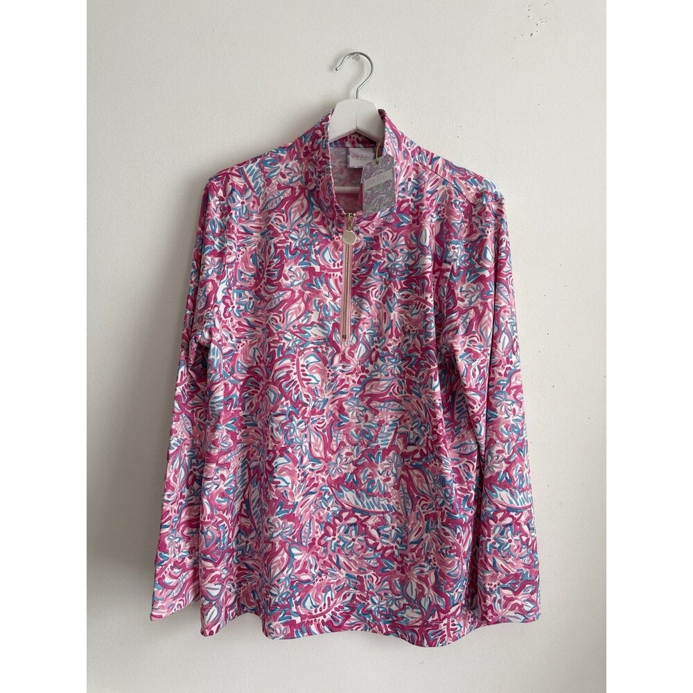 Stella Parker Women’s XL UPF 50 Quarter Zip Pullover Pink Floral